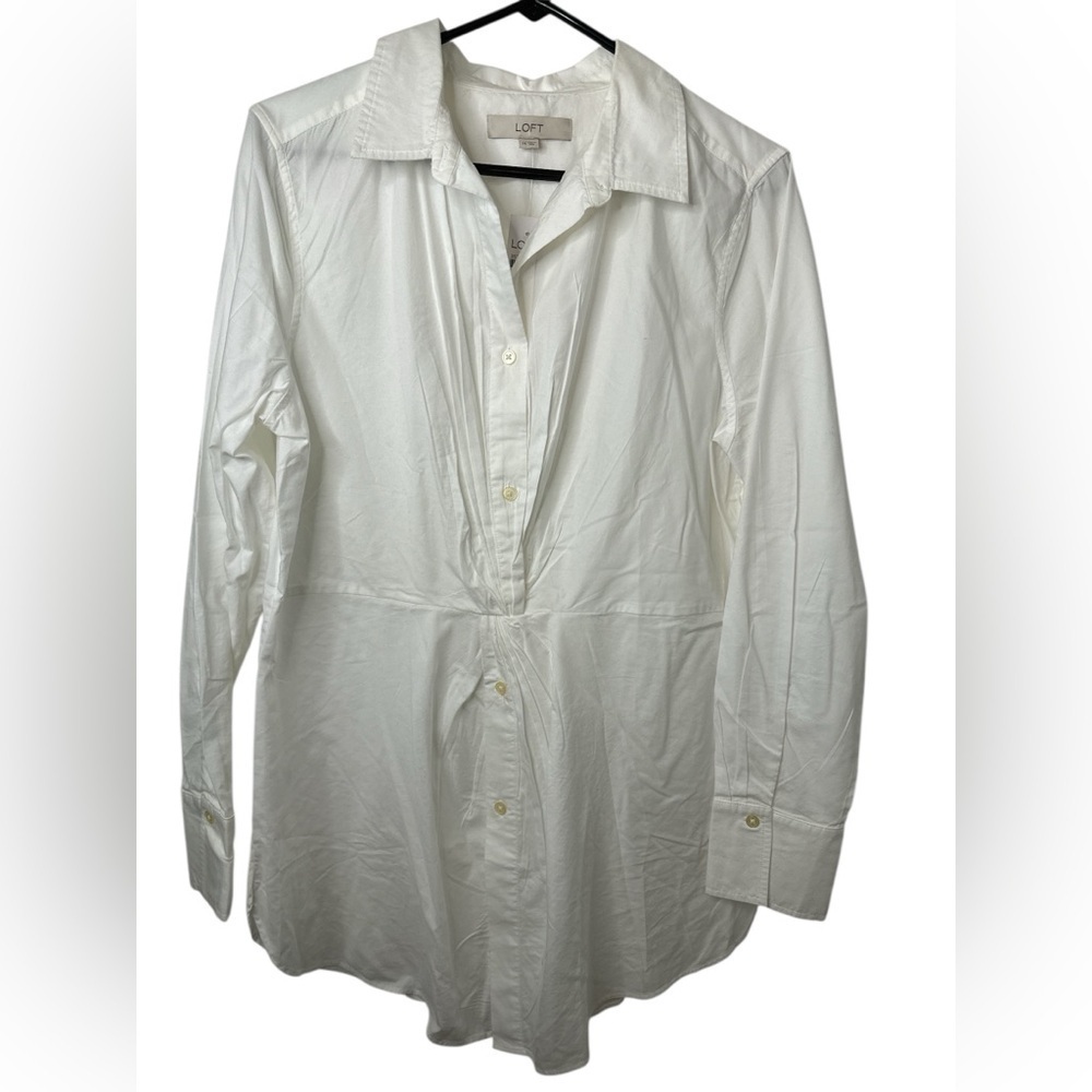 LOFT Classic White Button Down Shirt NWT